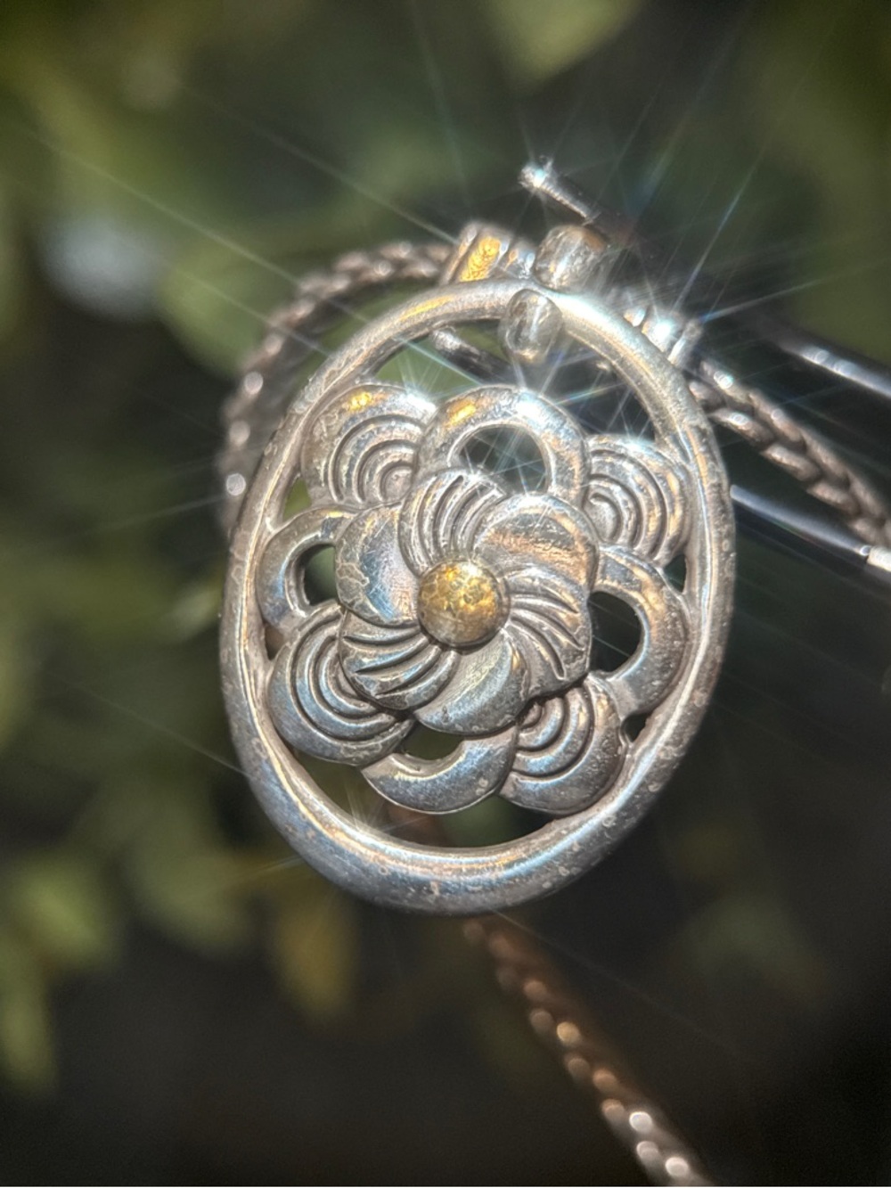 Brighton Two-Tone Floral Pendant Necklace - Silver and Gold - Picture 6 of 11